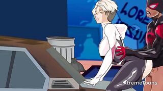 The best Spiderman xxx with Gwen Stacy in cartoon quality