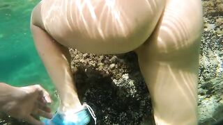 Great anal creampie sex on the beach in water