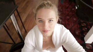 Stepbrother cum on step sister’s tits, she loved it