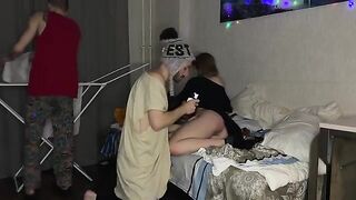 Two guys fucked a girl with a narrow vagina