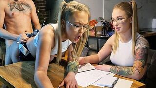 The man fucked the student to help her with her studies