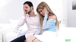 They fucked in a threesome on the bed, and it was incredibly hot