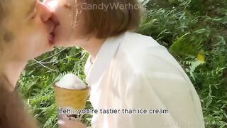 Don't lick the ice cream, suck my dick instead! A tempting offer!