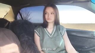 The cute girl played with her tongue, exciting the guy