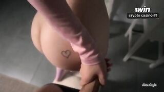The man made a mess on the girl's stomach from cum