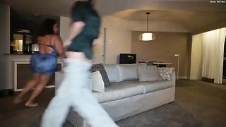Black girl with big boobs gets her tits squeezed and slapped hard