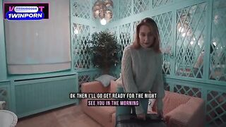 A girl is having sex with her stepson in the hotel room