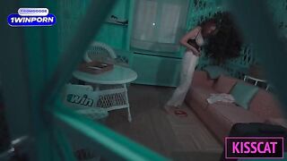 A girl is having sex with her stepson in the hotel room