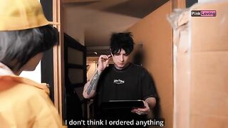 Fingers in panties, waiting for the courier arrives