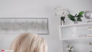 A blonde MILF with a stunning body gets fucked on the couch