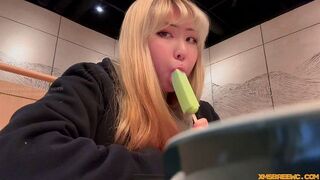 You're licking the ice cream, but it could be my dick
