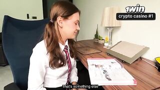 She wants to do her homework, but the guy has other plans