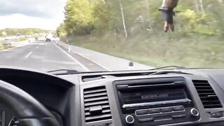 The girl is fucking with the Uber driver in his car