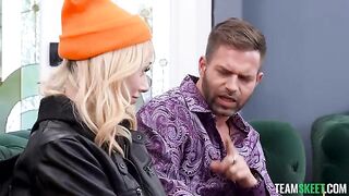 I sat the blonde down on my cock, and she moaned loudly