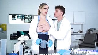 Submissive blonde in doggystyle position for rough sex, screaming and groaning