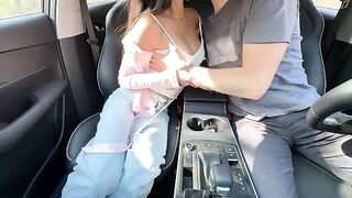 The Japanese schoolgirl got fucked hard in the back seat, it was awesome!