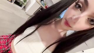 The girl is ready to show her body to the man after school