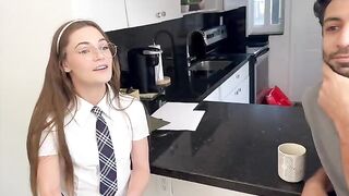 A tiny step sister gets her wet pussy creampied after massage