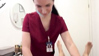 Pre-waxing blowjob with a hot nurse in latex gloves