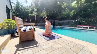 A big tits MILF has sex with her son’s friend in the pool