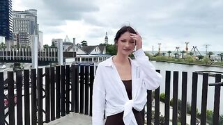 A signal of distress from the Bikini Atoll, a beautiful brunette