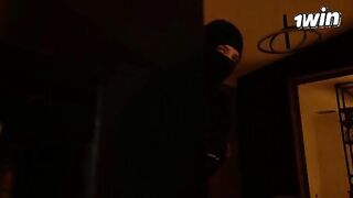 The busty Latina housewife gets fucked by the masked intruder in doggy style