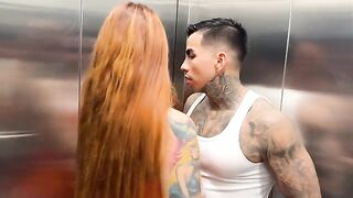 Hot girl has sex with her neighbor in the elevator