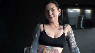 A girl with a metal brace in her mouth is horny