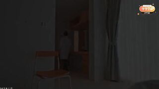A cute nurse in latex gloves stroking a cock and making a blowjob