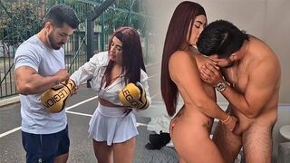 A girl is having a great sex session with her trainer in the gym