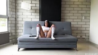 A hot Latina girl has an interview and rides his cock like a pro