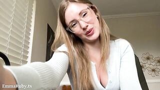 A girl with glasses gently caresses you, making you feel amazing in this ASMR video