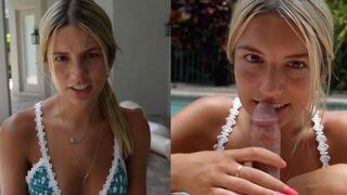 I went crazy sucking my stepbrother’s cock in the pool