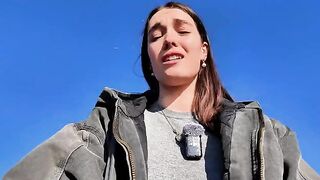 Hot petite teen masturbates on the public beach