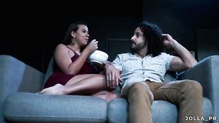 Real couple enjoys sex in the cinema, undiscovered