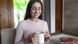 I was invited for tea and ended up having sex with a hot brunette