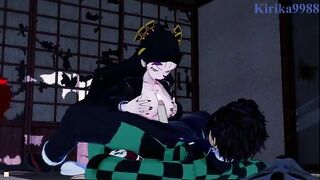 Deep sex of Daki and Tanjiro Kamado in a Japanese-style room - Demon Slayer Hentai