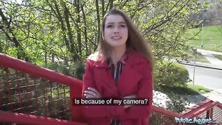 A nervous woman tried to earn some money by sucking cock through a gloryhole