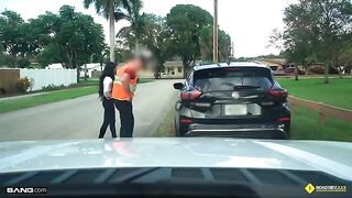 A cute girl got stuck on the side of the road and had to call for help