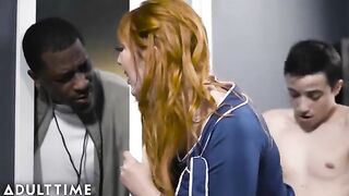 Redhead MILF Lauren Phillips almost caught by her husband with a young student