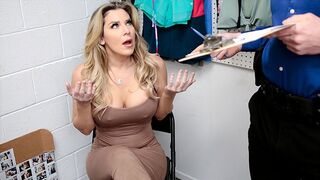 A gorgeous MILF, Kayla Paige, got caught for stealing and had to strip
